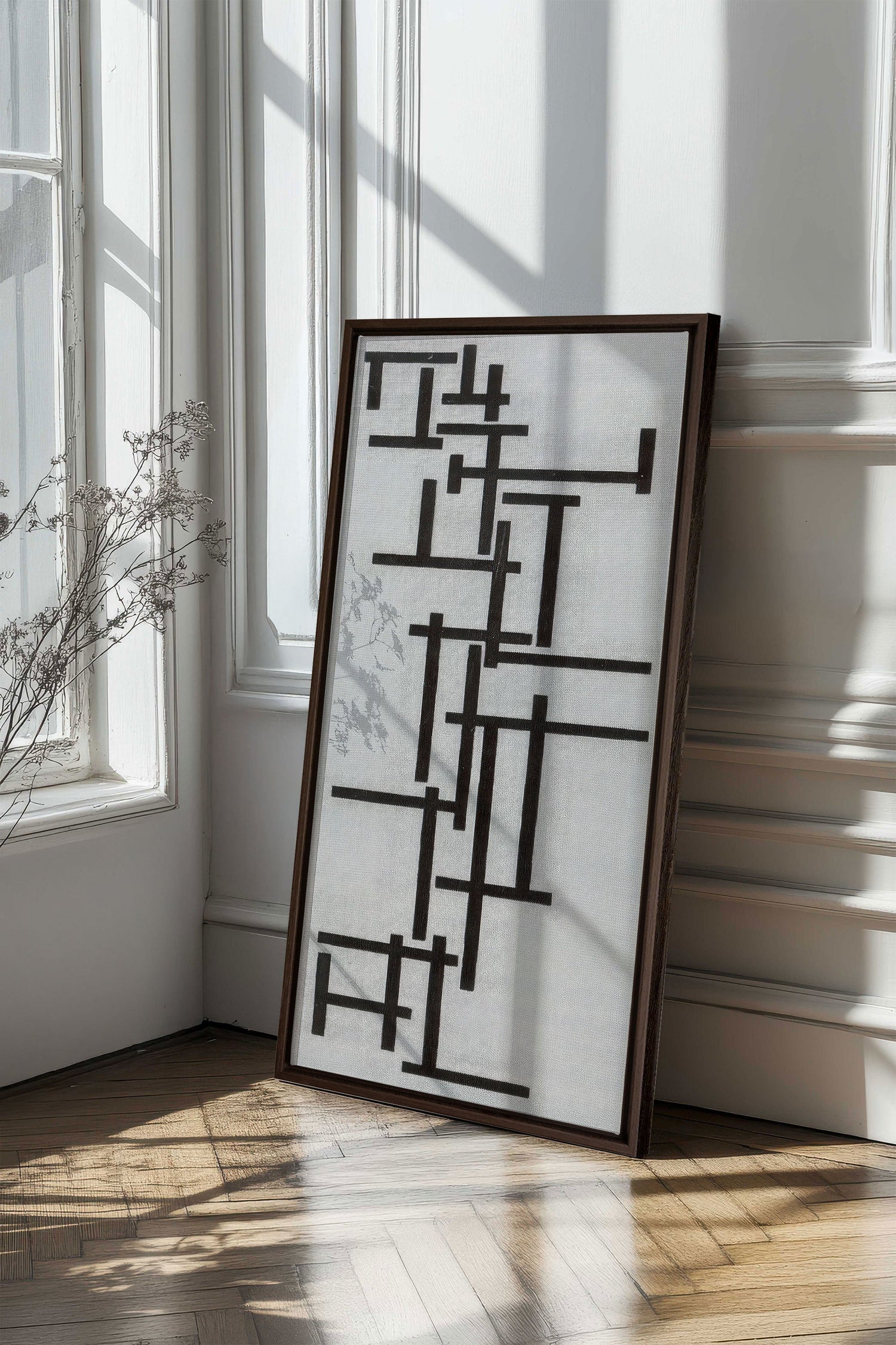NOIR CONSCIENT, Oeuvre sur toile étirée, encadré Brun Noyer