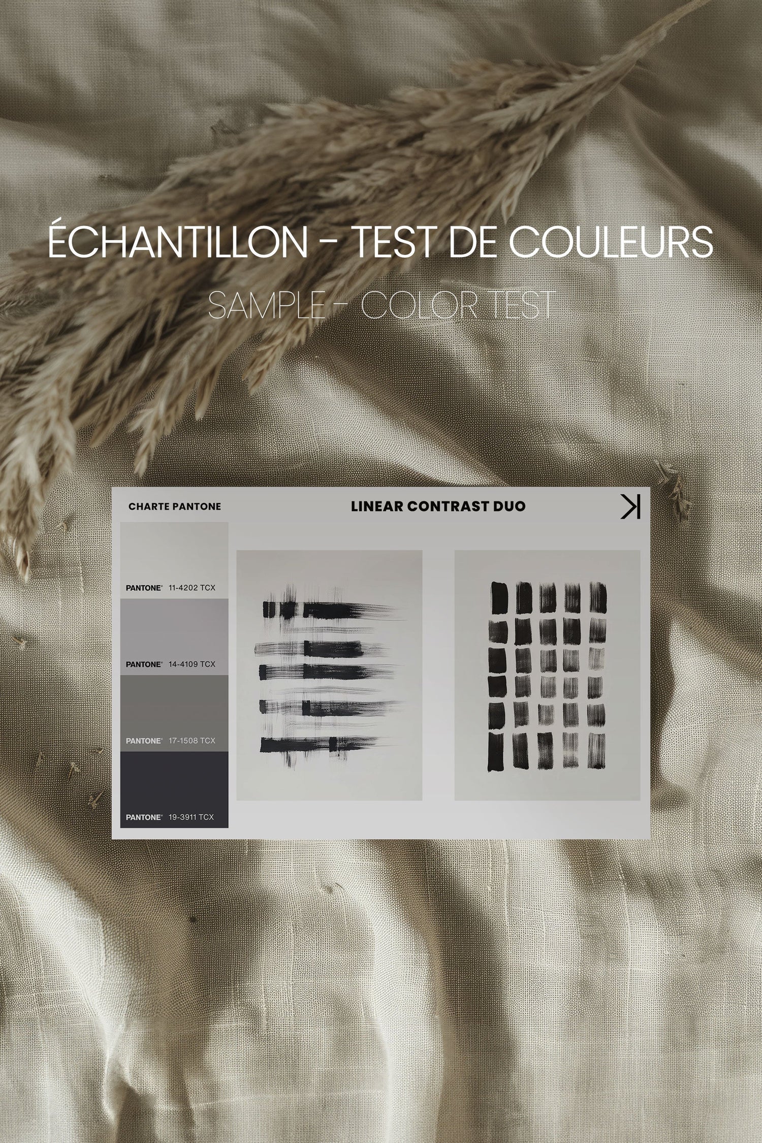 OLEKA CANVAS - LINEAR CONTRAST DUO, 2 Oeuvres sur toile étirée, encadré Brun Chêne