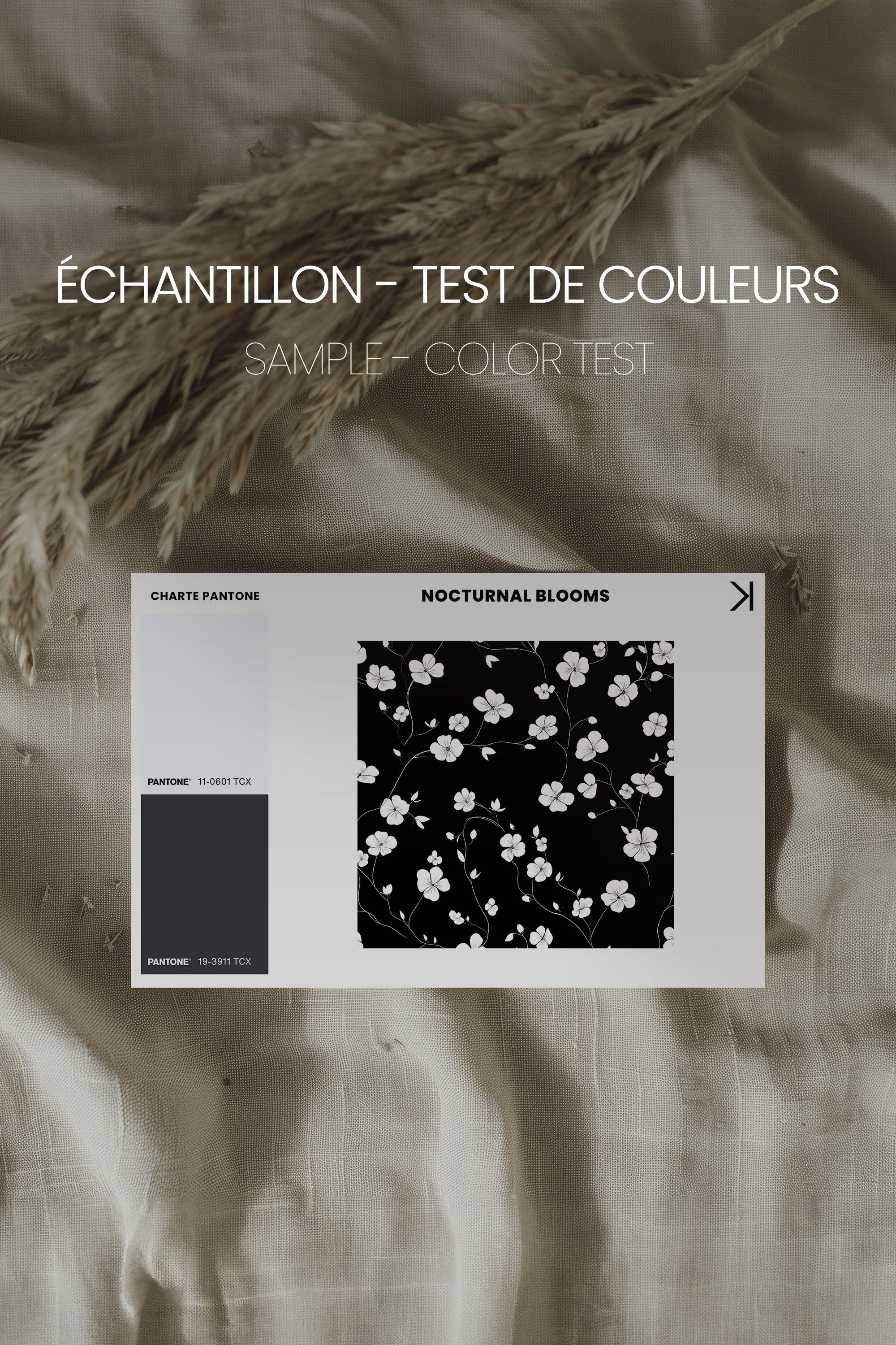 OLEKA CANVAS - NOCTURNAL BLOOMS, Oeuvre sur toile étirée, encadré Brun Chêne