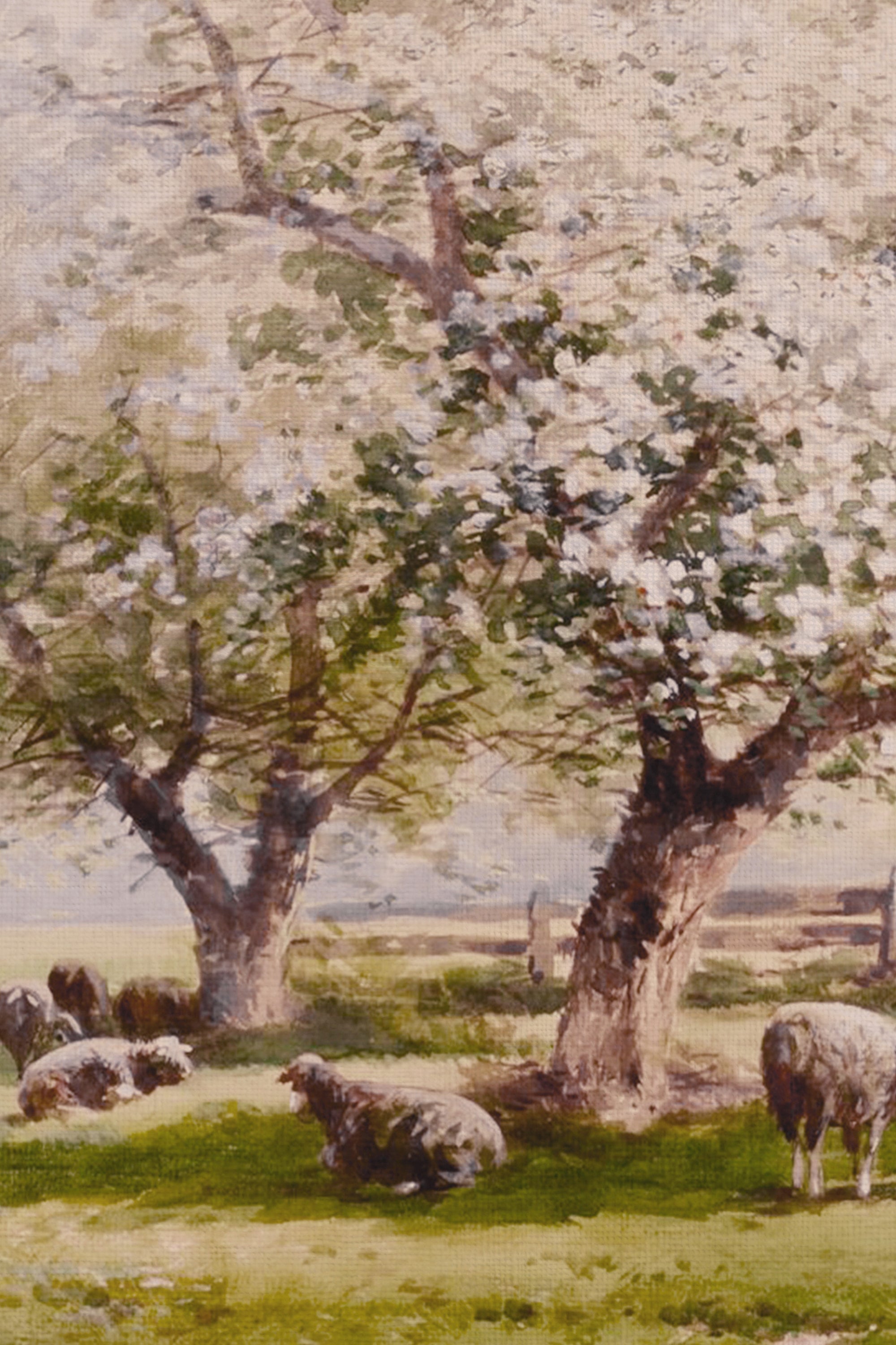 CHAMPS EN FLEURS, Oeuvre sur toile rigide, encadré Vintage Bronze