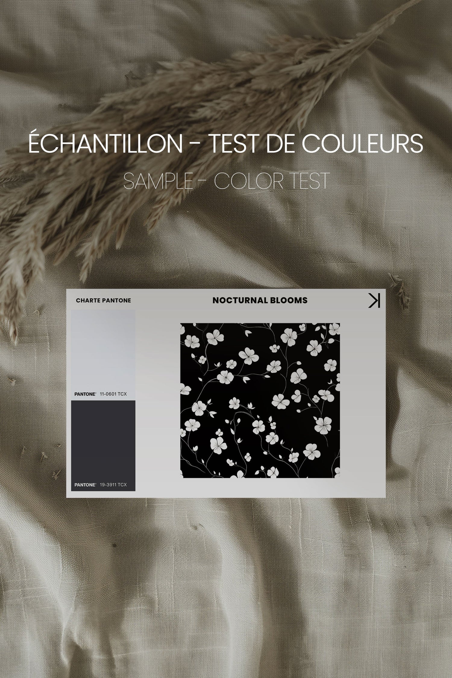 OLEKA CANVAS - NOCTURNAL BLOOMS, Oeuvre sur toile étirée, encadré Brun Noyer