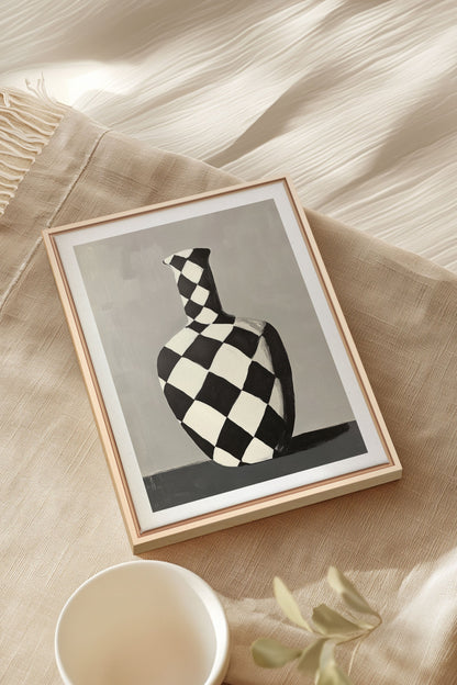 VASE EN DAMIER, Work on stretched canvas