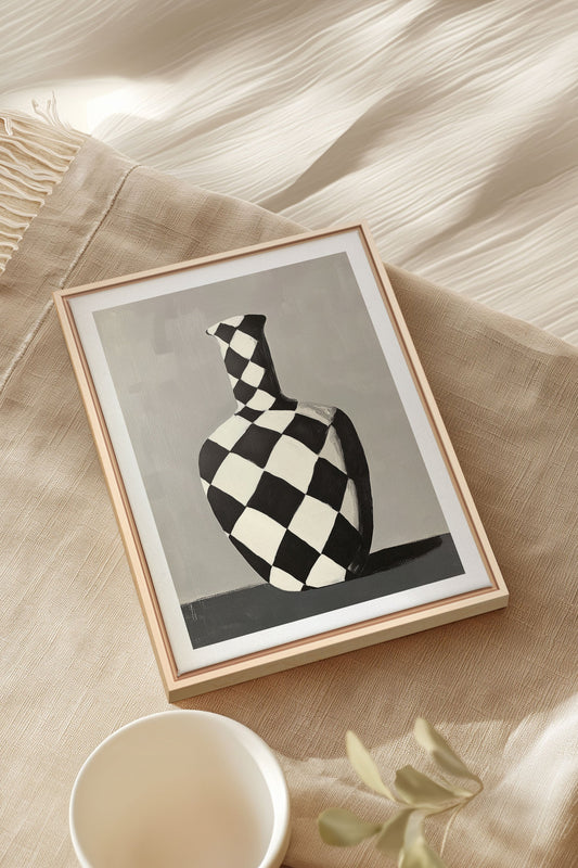 VASE EN DAMIER, Work on stretched canvas