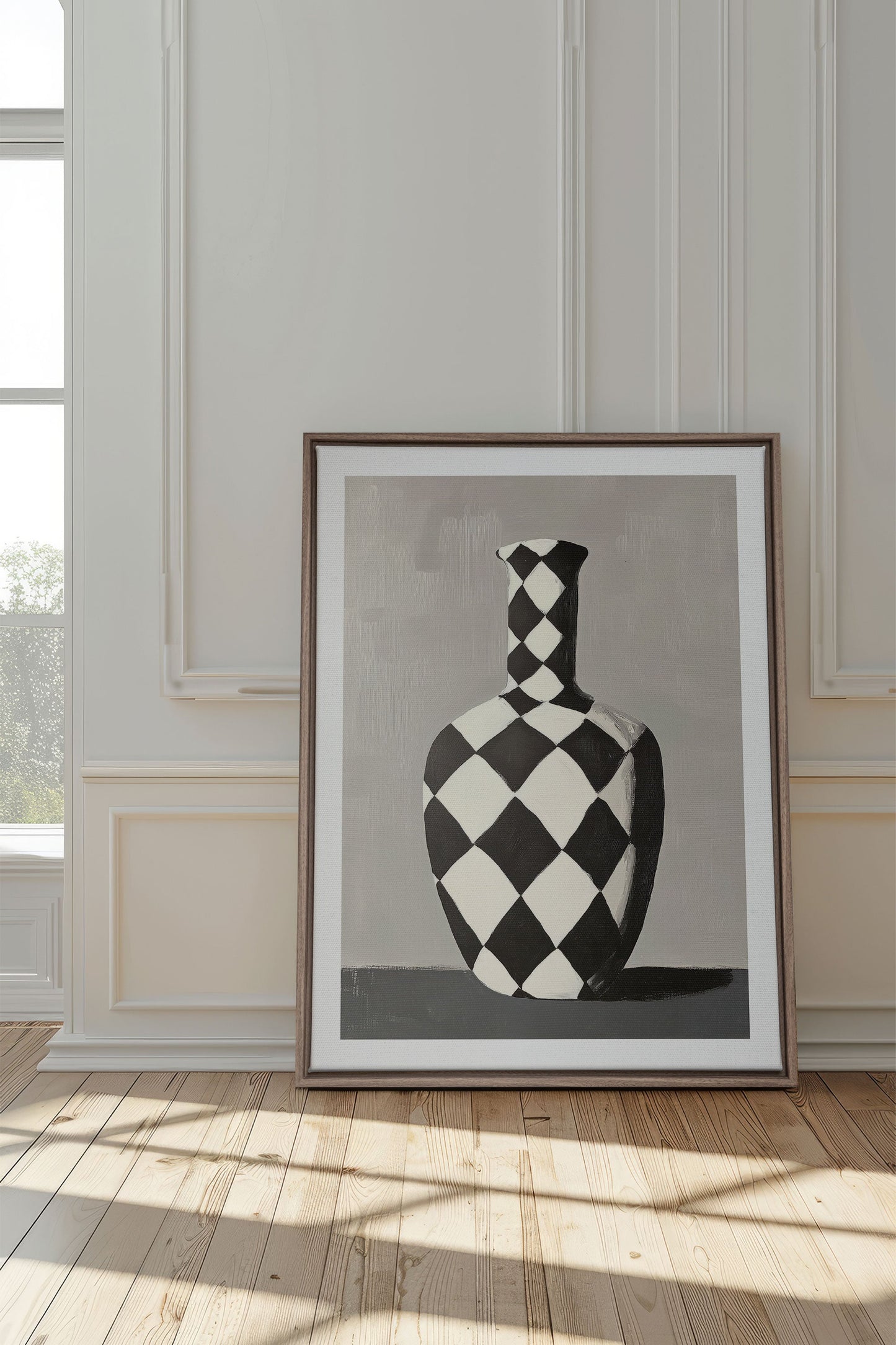 VASE EN DAMIER, Work on stretched canvas