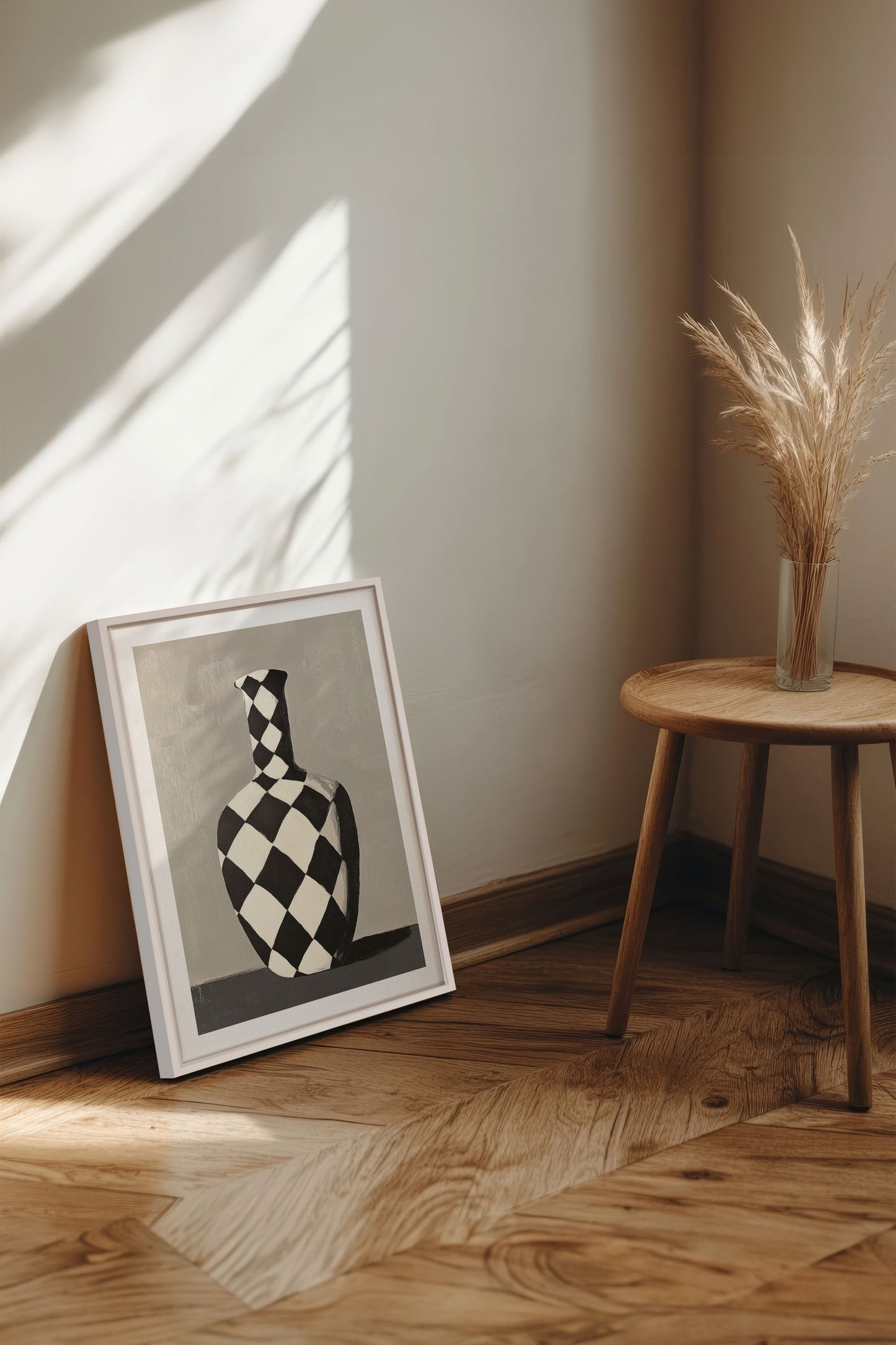VASE EN DAMIER, Work on stretched canvas