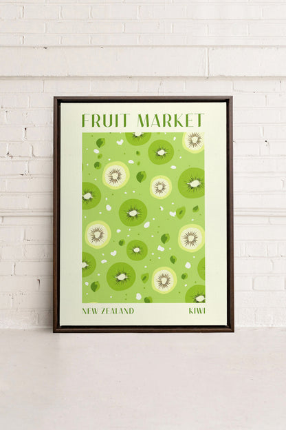 OLEKA CANVAS - KIWI, Oeuvre sur toile étirée, encadré Brun Noyer