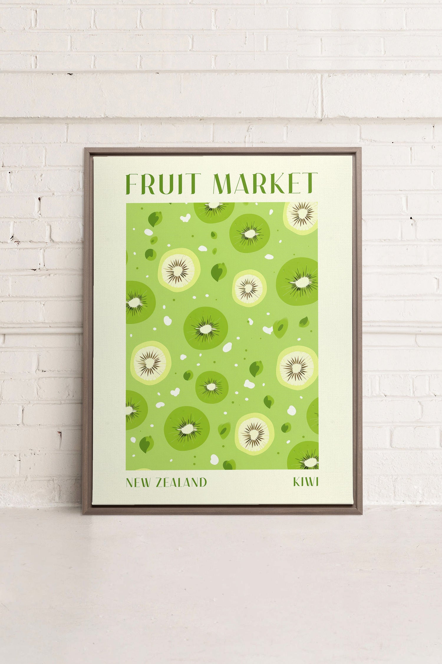 OLEKA CANVAS - KIWI, Oeuvre sur toile étirée, encadré Brun Chêne