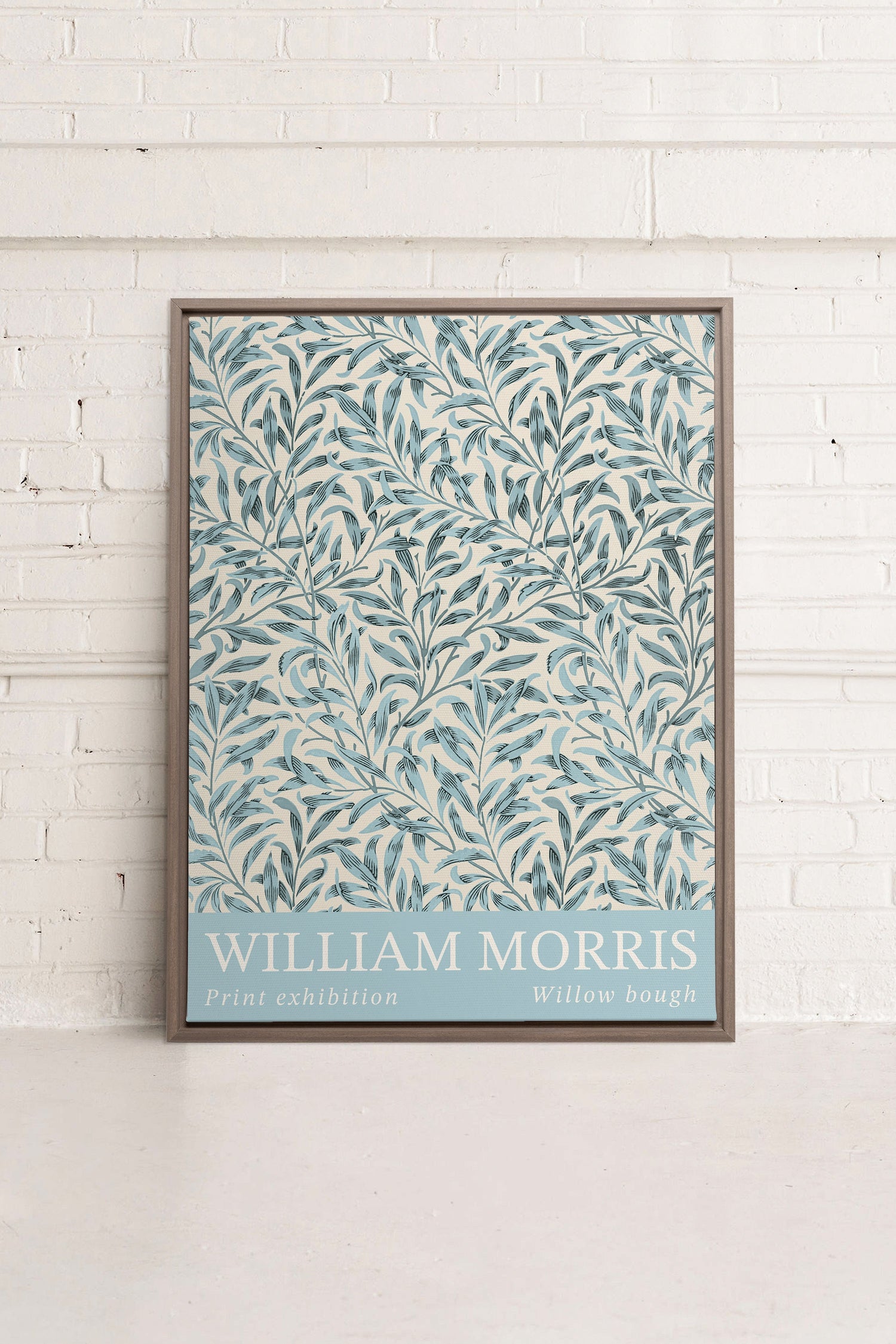 OLEKA CANVAS - BLEU MORRIS, Oeuvre sur toile étirée, encadré Brun Chêne