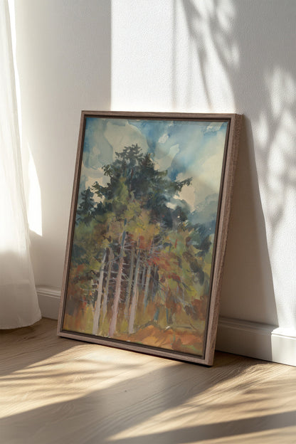 WILD GROVE, Oeuvre sur toile étirée, encadré Brun Chêne