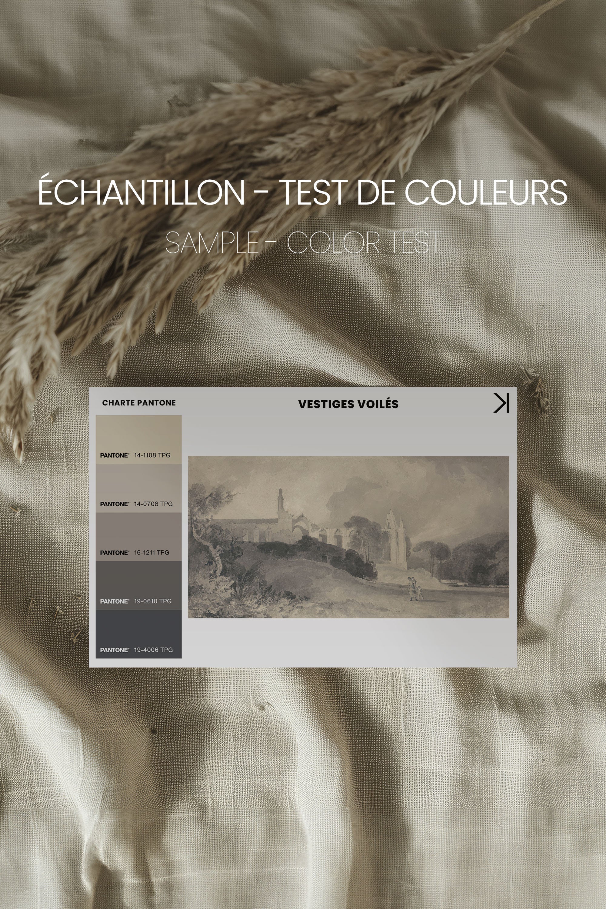 VESTIGES VOILÉS, Oeuvre sur toile étirée, encadré Blanc