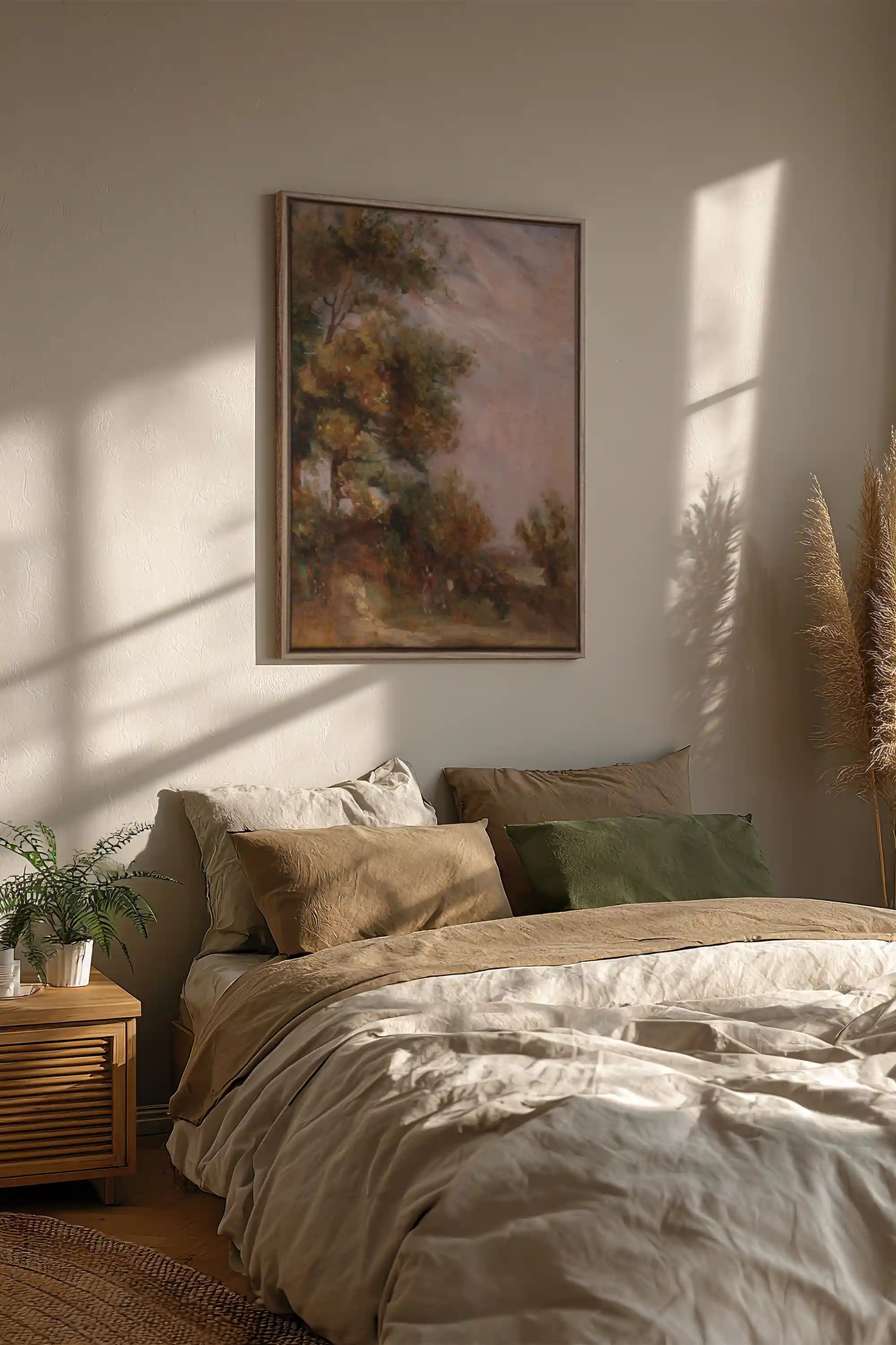BLUSH SKY GROVE, Oeuvre sur toile étirée, encadré Brun Chêne