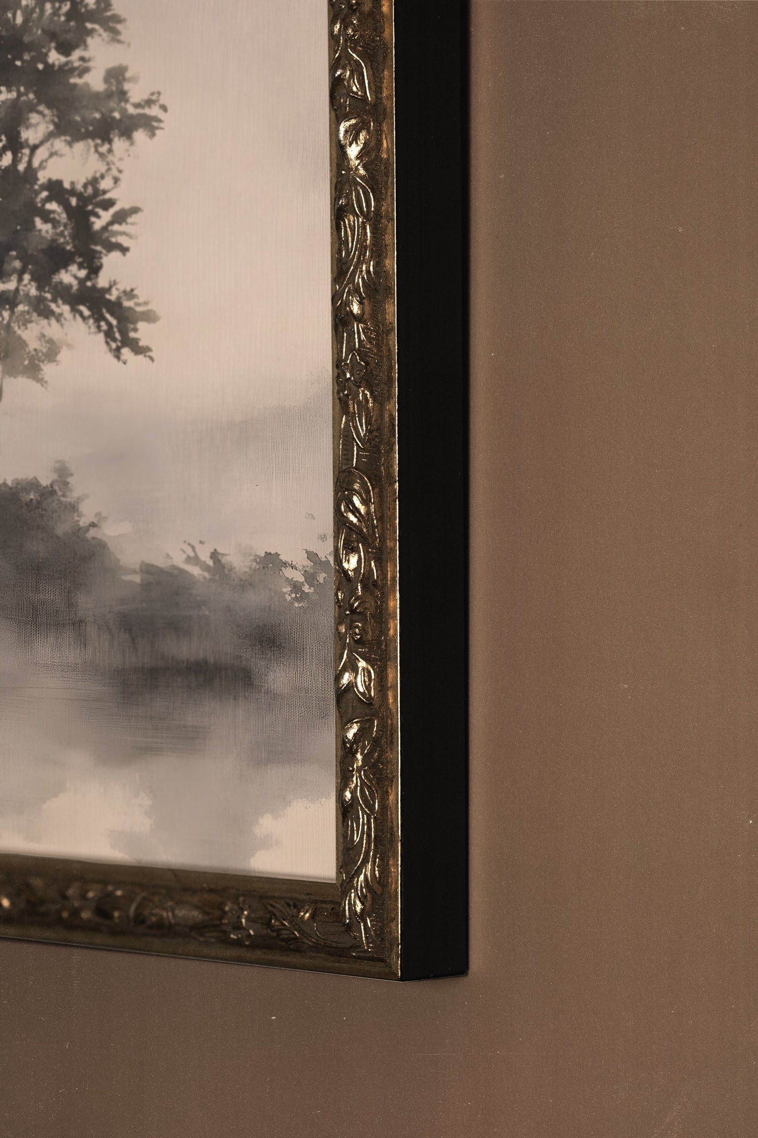 SILENCE DE LA BRUME, Oeuvre sur toile rigide, encadré Vintage Argent