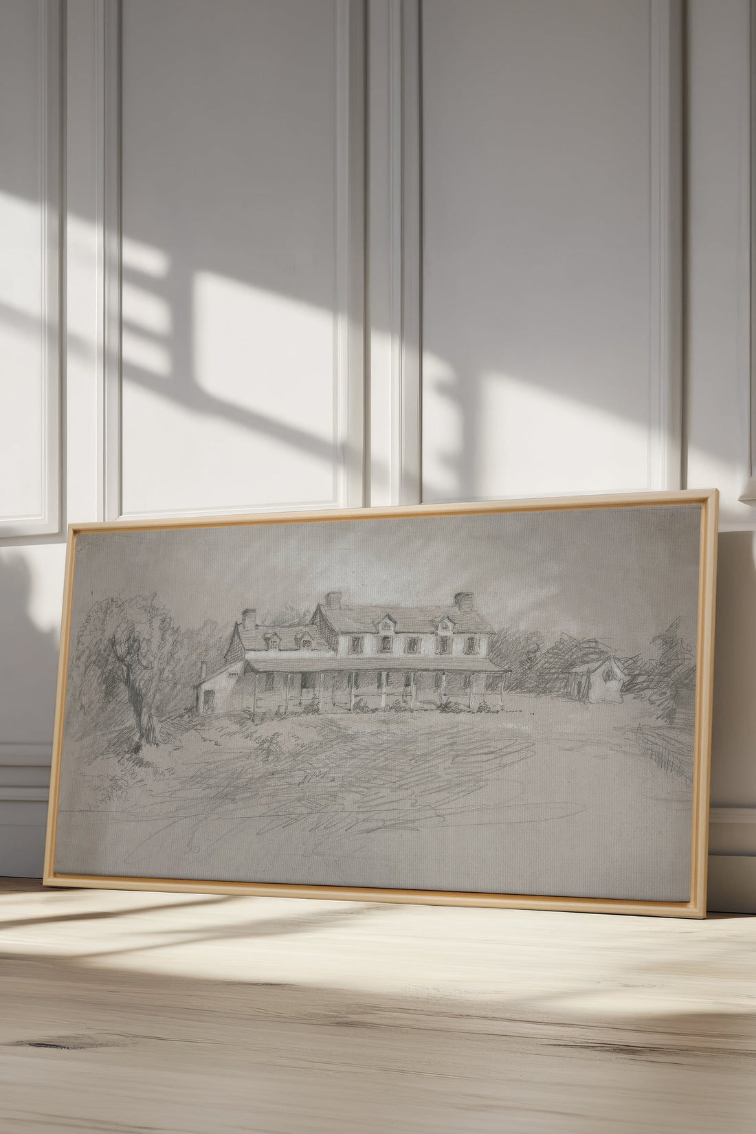 SHADOWED HOUSE, Artwork on stretched canvas, framed Natural Light