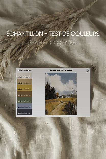 OLEKA CANVAS - THROUGH THE FIELDS, Oeuvre sur toile étirée, encadré Brun Noyer
