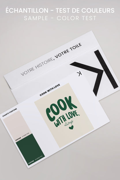 OLEKA CANVAS - COOK WITH LOVE, Oeuvre sur toile étirée, encadré Brun Noyer