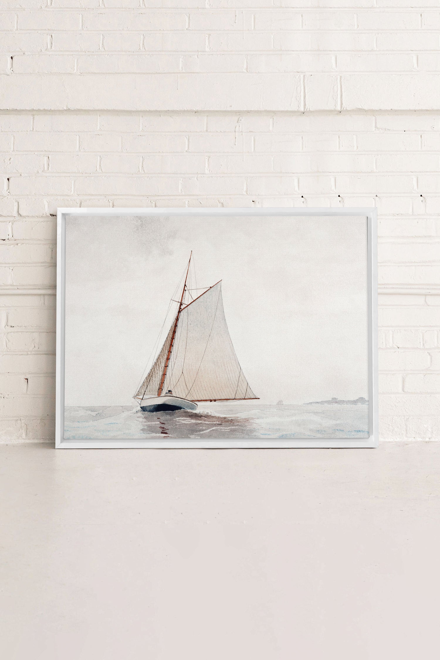 OLEKA CANVAS - MARÉE DOUCE, Oeuvre sur toile étirée, encadré Blanc