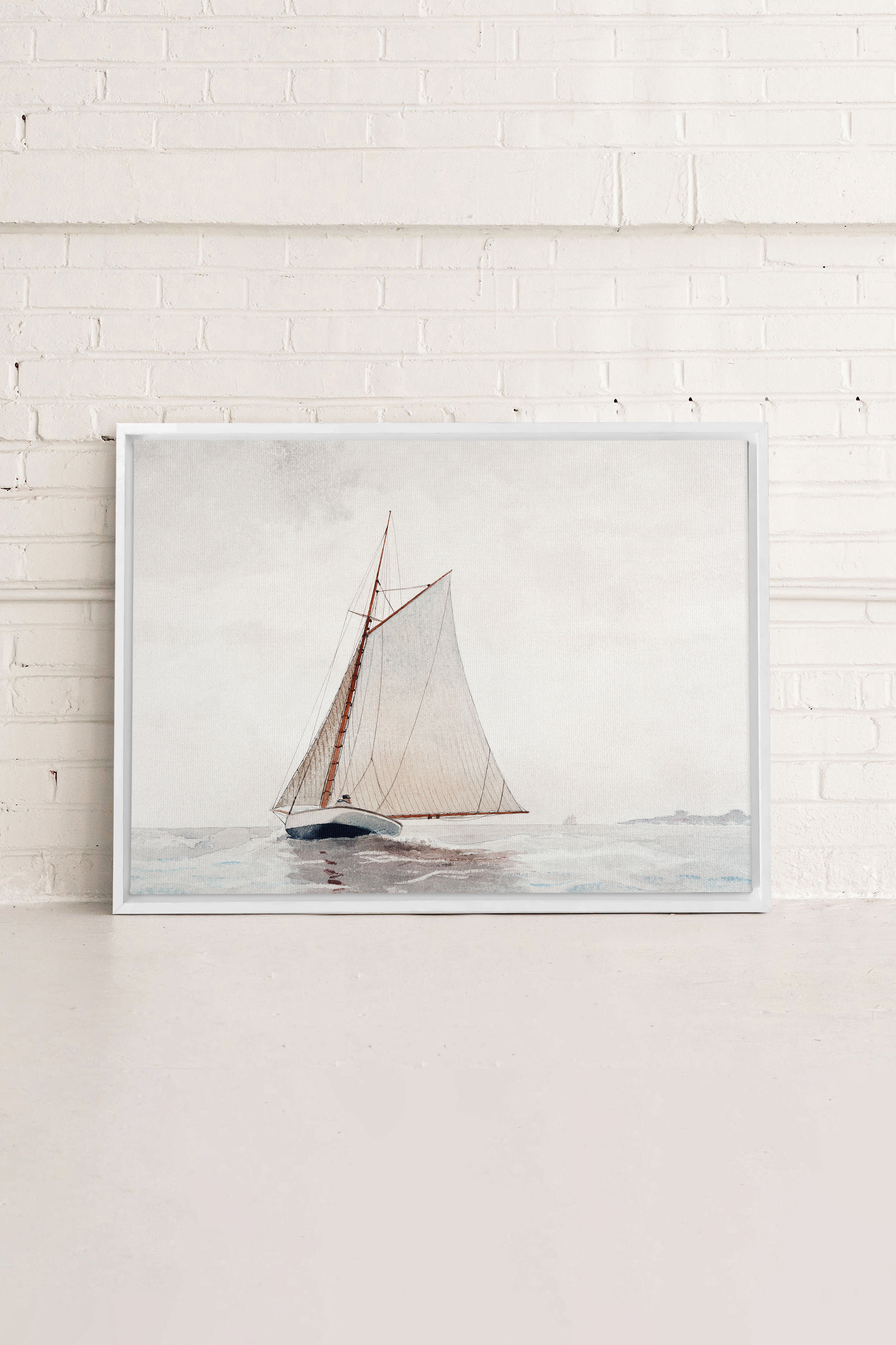 OLEKA CANVAS - MARÉE DOUCE, Oeuvre sur toile étirée, encadré Blanc