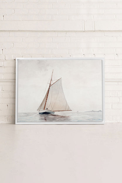 OLEKA CANVAS - MARÉE DOUCE, Oeuvre sur toile étirée, encadré Blanc