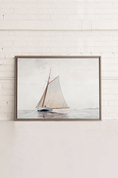 OLEKA CANVAS - MARÉE DOUCE, Oeuvre sur toile étirée, encadré Brun Chêne