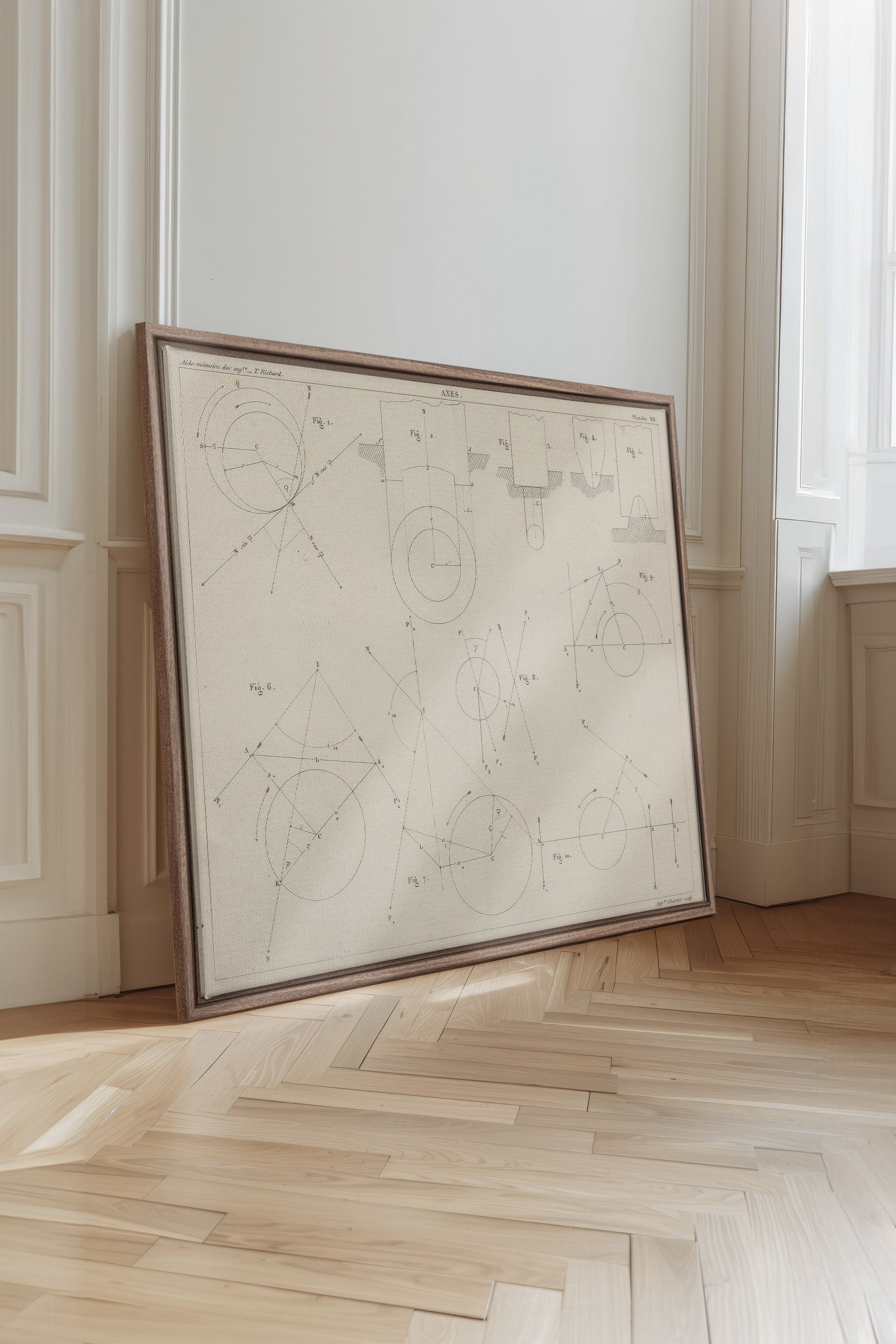 AU COEUR DES AXES, Oeuvre sur toile étirée, encadré Brun Chêne