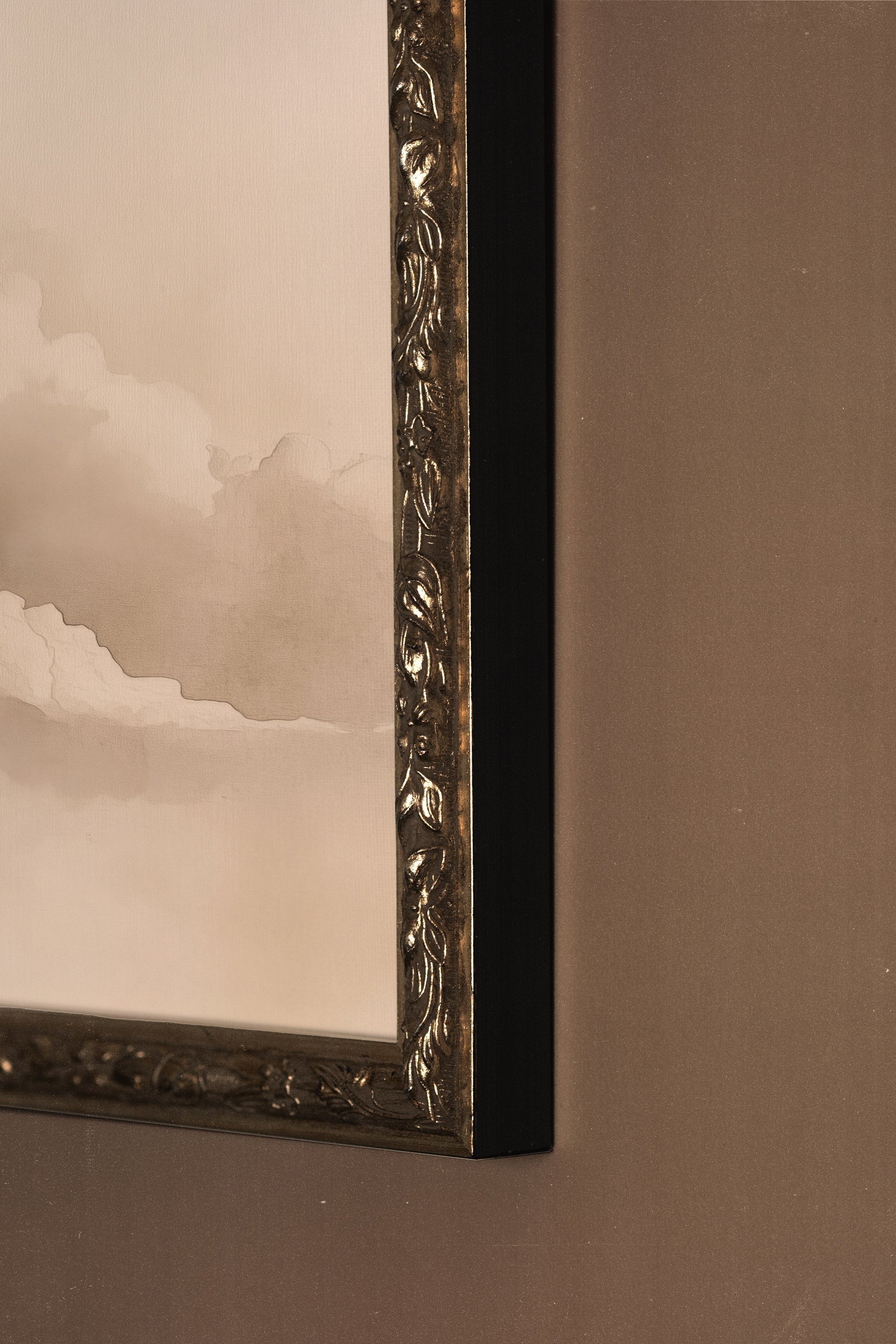 NUAGES DOUILLET, Oeuvre sur toile rigide, encadré Vintage Argent