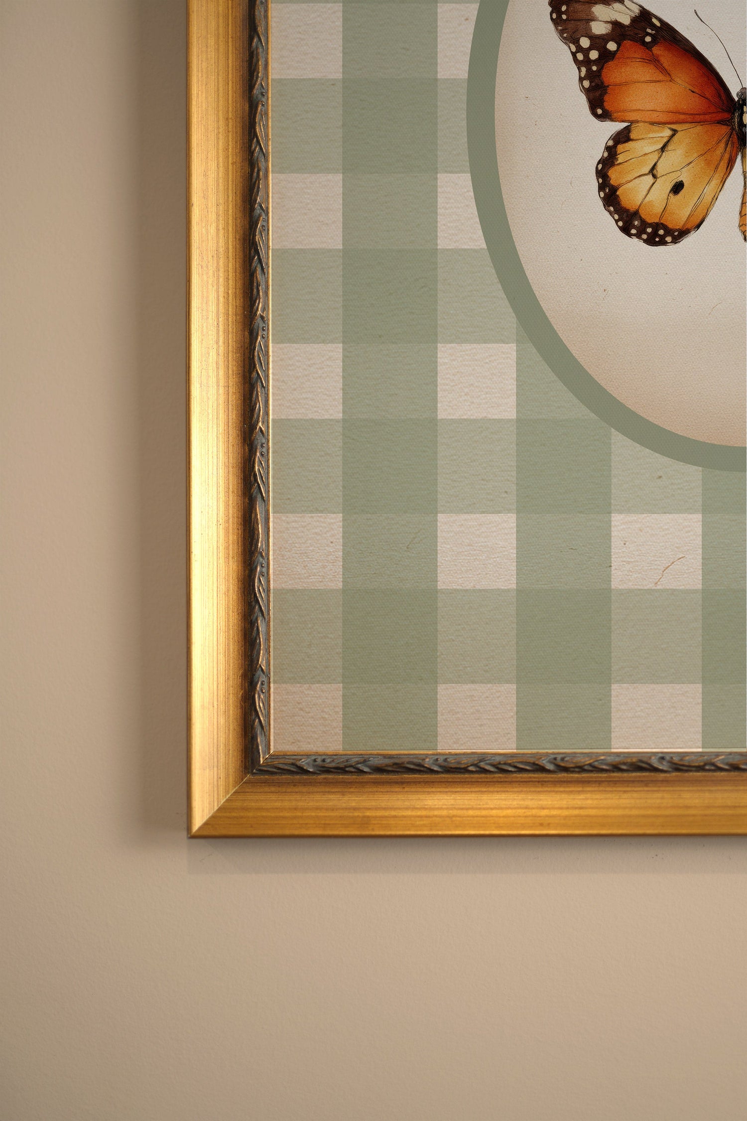 TIMELESS WINGS, Artwork on stretched canvas, framed Vintage Gold