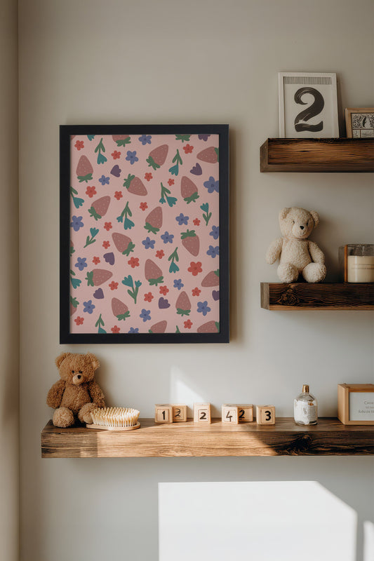 Fraises en Fête, Toile rigide encadrée