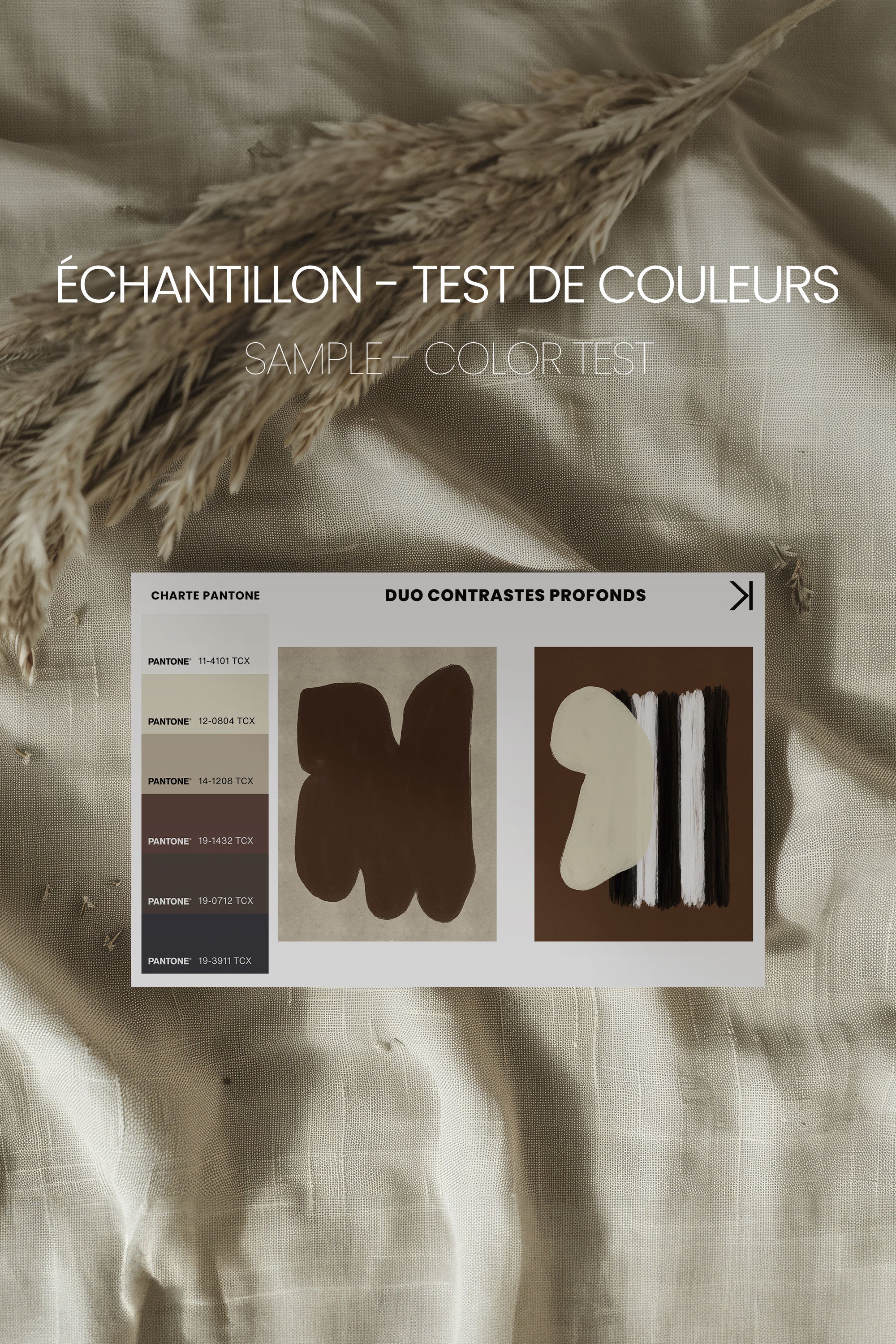 OLEKA CANVAS - DUO CONTRASTES PROFONDS, 2 Oeuvres sur toile étirée, encadré Brun Chêne