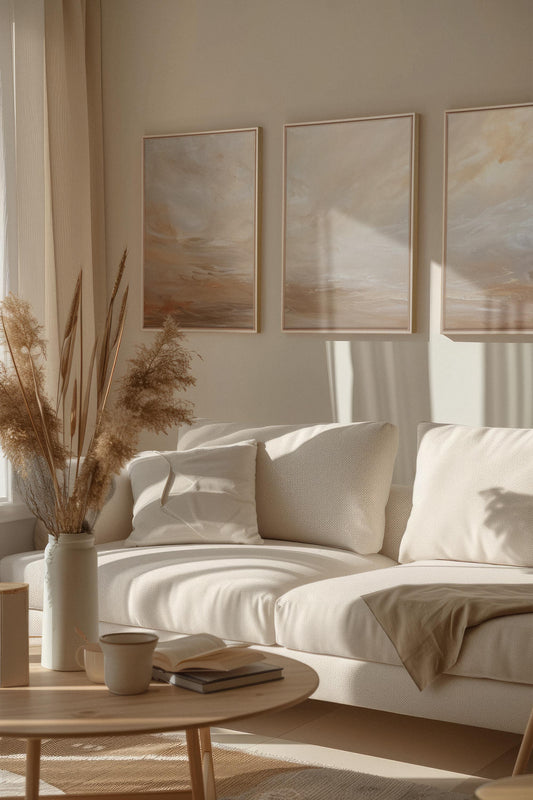 GOLDEN DUNE TRIO (3 works on stretched canvas)