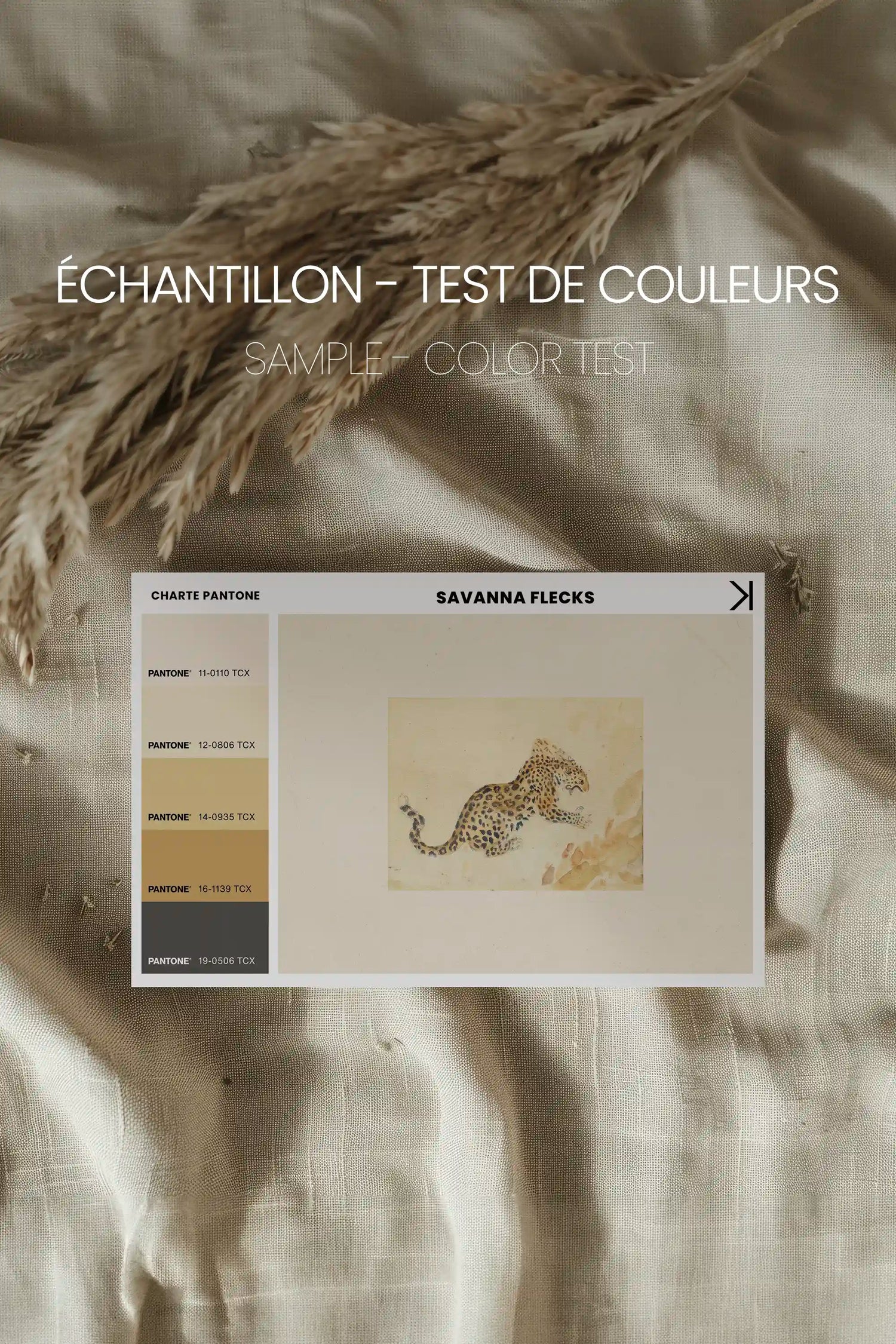 SAVANNA FLECKS, Oeuvre sur toile étirée, encadré Brun Chêne