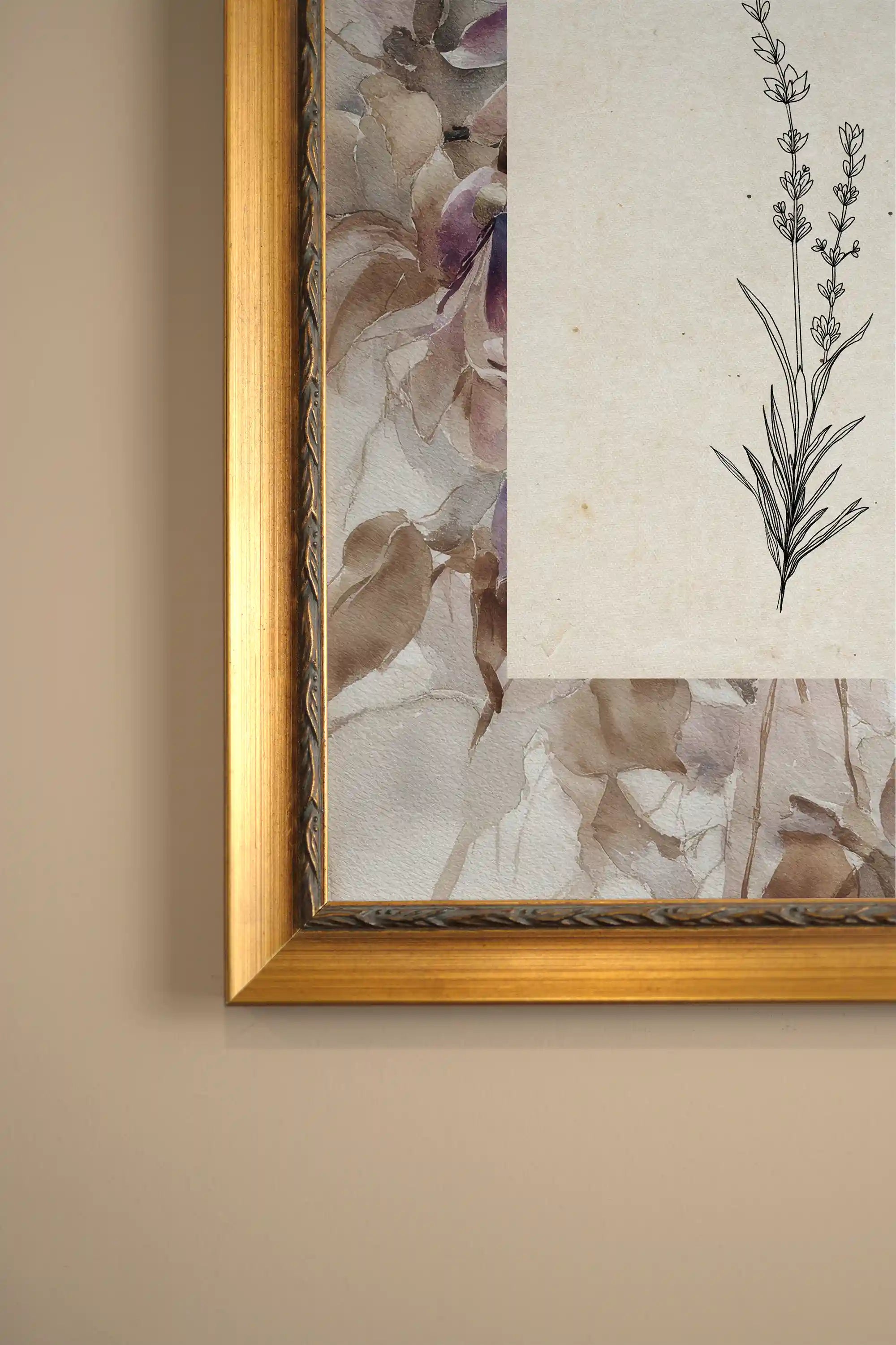 ROYAL BOTANY, Oeuvre sur toile rigide, encadré Vintage Or