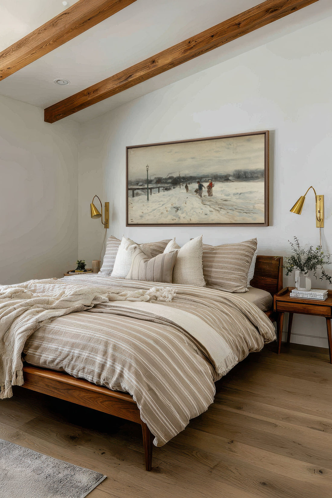 OLD WINTER DAYS, Oeuvre sur toile étirée, encadré Brun Chêne