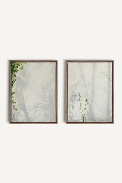 EMPREINTES DE LUMIÈRE DUO, 2 Oeuvres sur toile étirée, encadré Brun Chêne