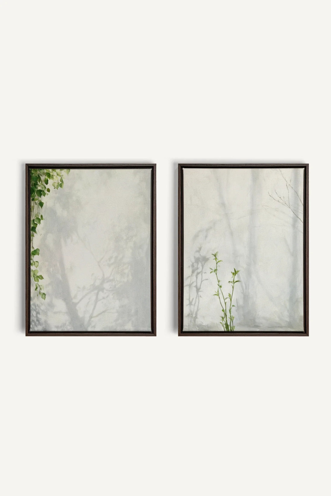 EMPREINTES DE LUMIÈRE DUO, 2 Oeuvres sur toile étirée, encadré Brun Noyer