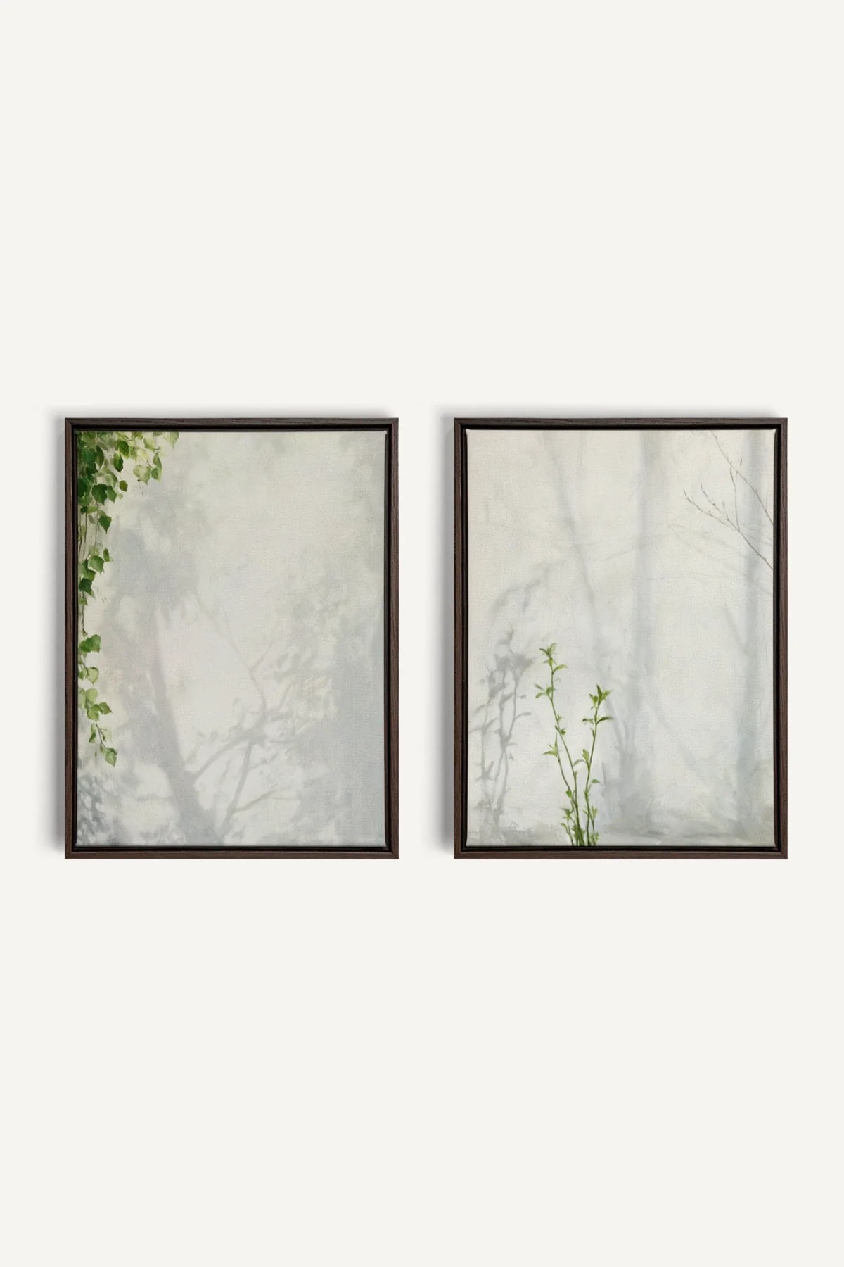 EMPREINTES DE LUMIÈRE DUO, 2 Oeuvres sur toile étirée, encadré Brun Noyer