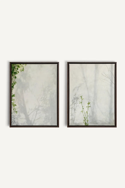 EMPREINTES DE LUMIÈRE DUO, 2 Oeuvres sur toile étirée, encadré Brun Noyer