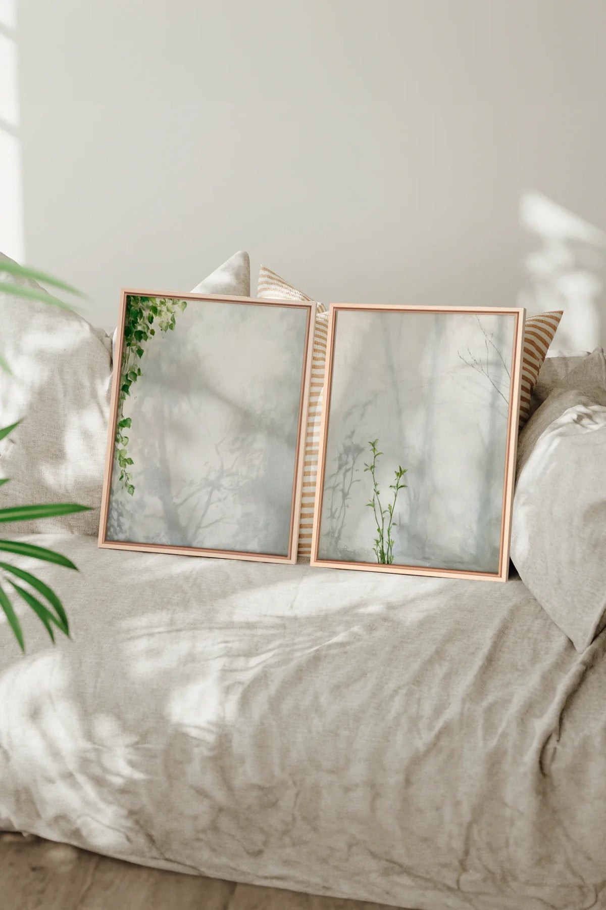 EMPREINTES DE LUMIÈRE DUO, 2 Oeuvres sur toile étirée, encadré Naturel Clair