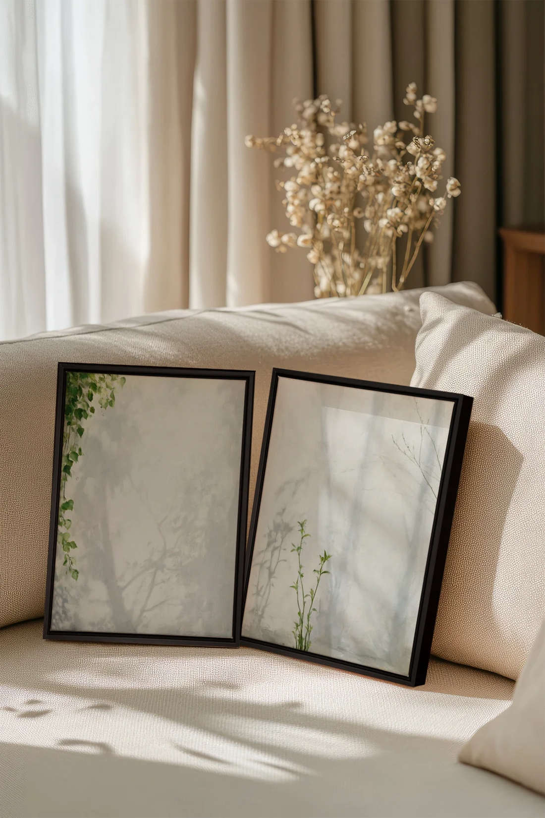 EMPREINTES DE LUMIÈRE DUO, 2 Oeuvres sur toile étirée, encadré Noir