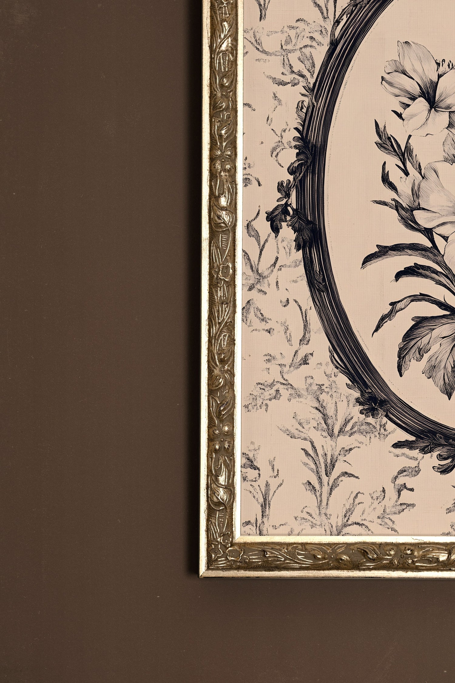 MÉMOIRE FLORALE, Oeuvre sur toile rigide, encadré Vintage Argent