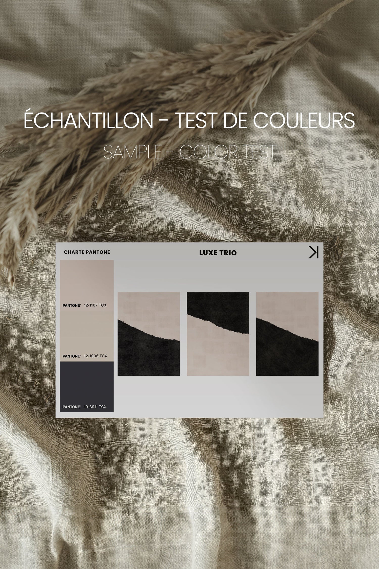 OLEKA CANVAS - LUXE TRIO, 3 Oeuvres sur toile étirée, encadré Brun Noyer