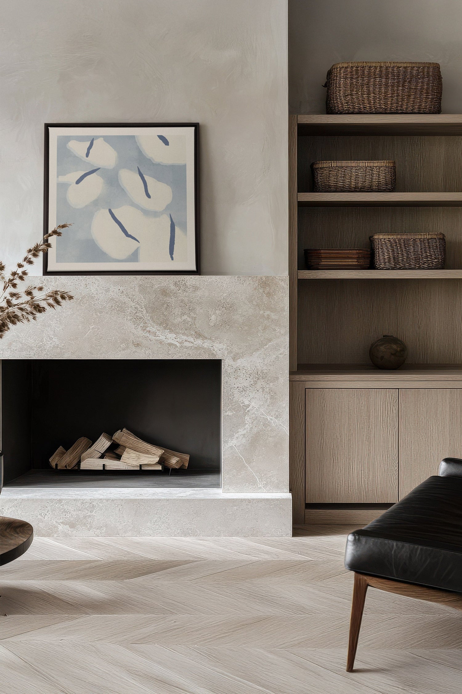 OLEKA CANVAS - COTON MARINE, Oeuvre sur toile étirée, encadré Noir