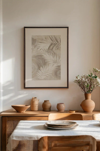 SAND PALM, Oeuvre sur toile étirée, encadré Brun Noyer
