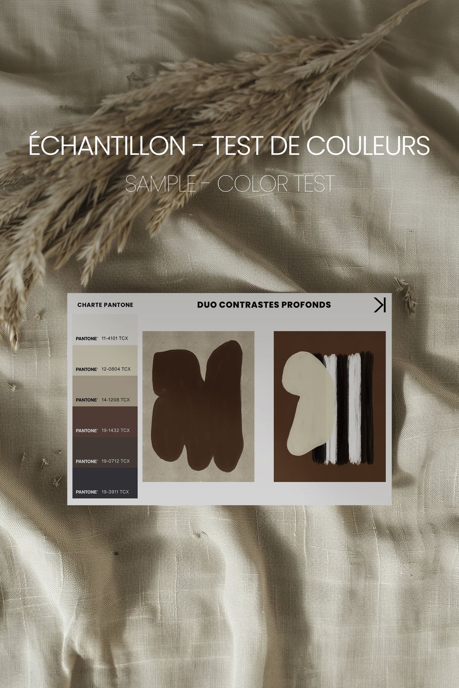 OLEKA CANVAS - DUO CONTRASTES PROFONDS, 2 Oeuvres sur toile étirée, encadré Blanc