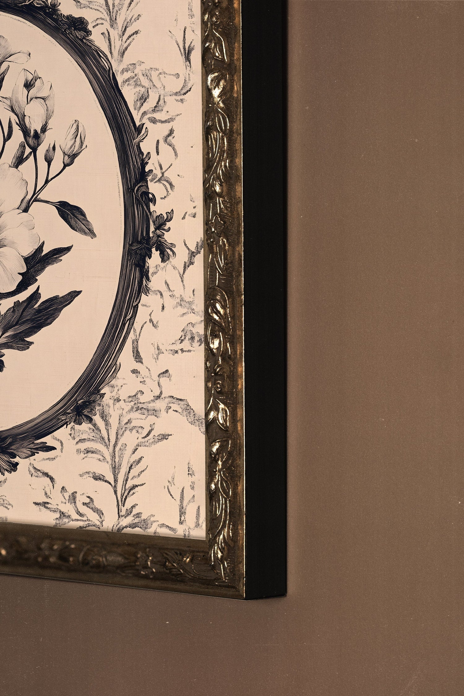 MÉMOIRE FLORALE, Oeuvre sur toile rigide, encadré Vintage Argent