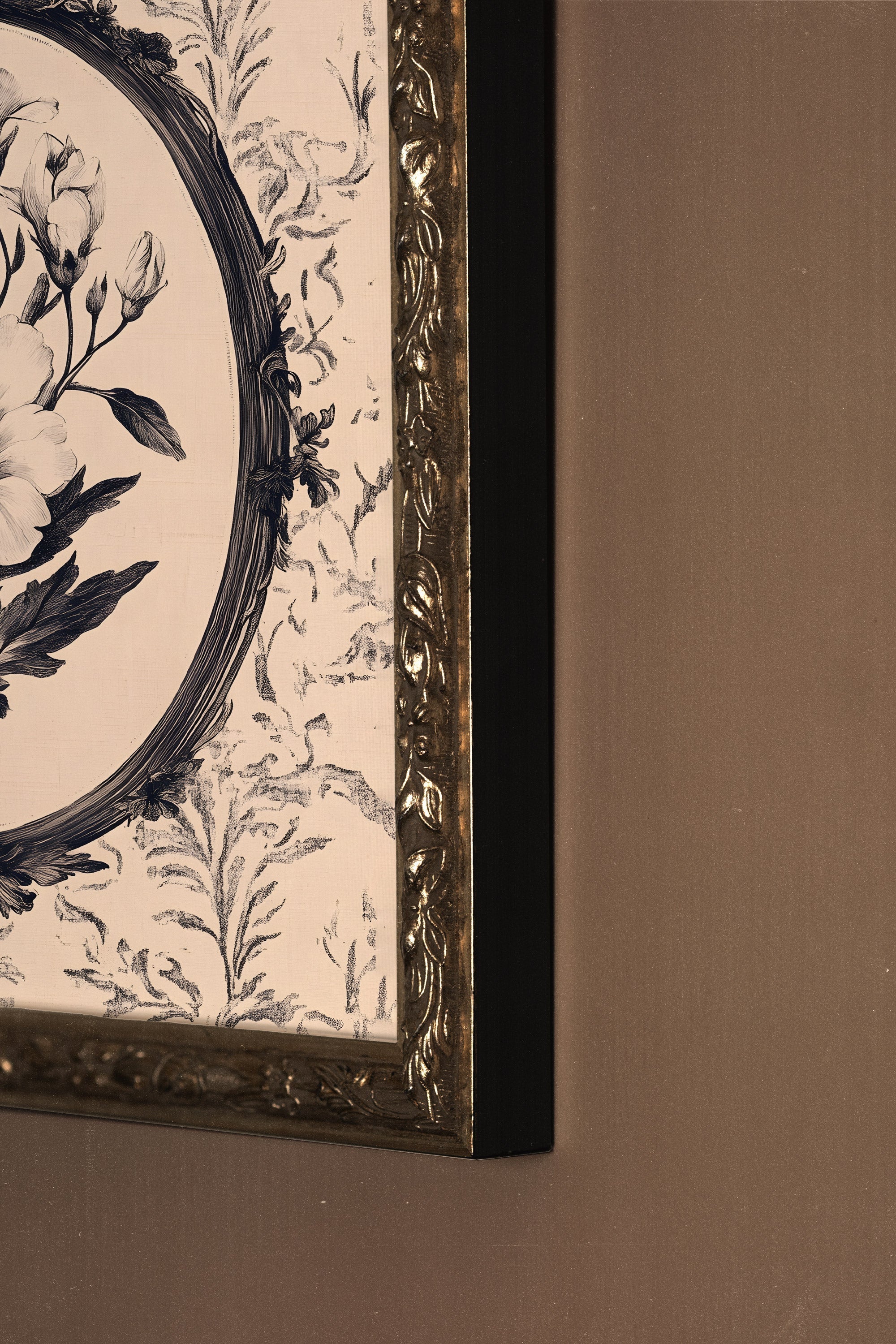 MÉMOIRE FLORALE, Oeuvre sur toile rigide, encadré Vintage Argent