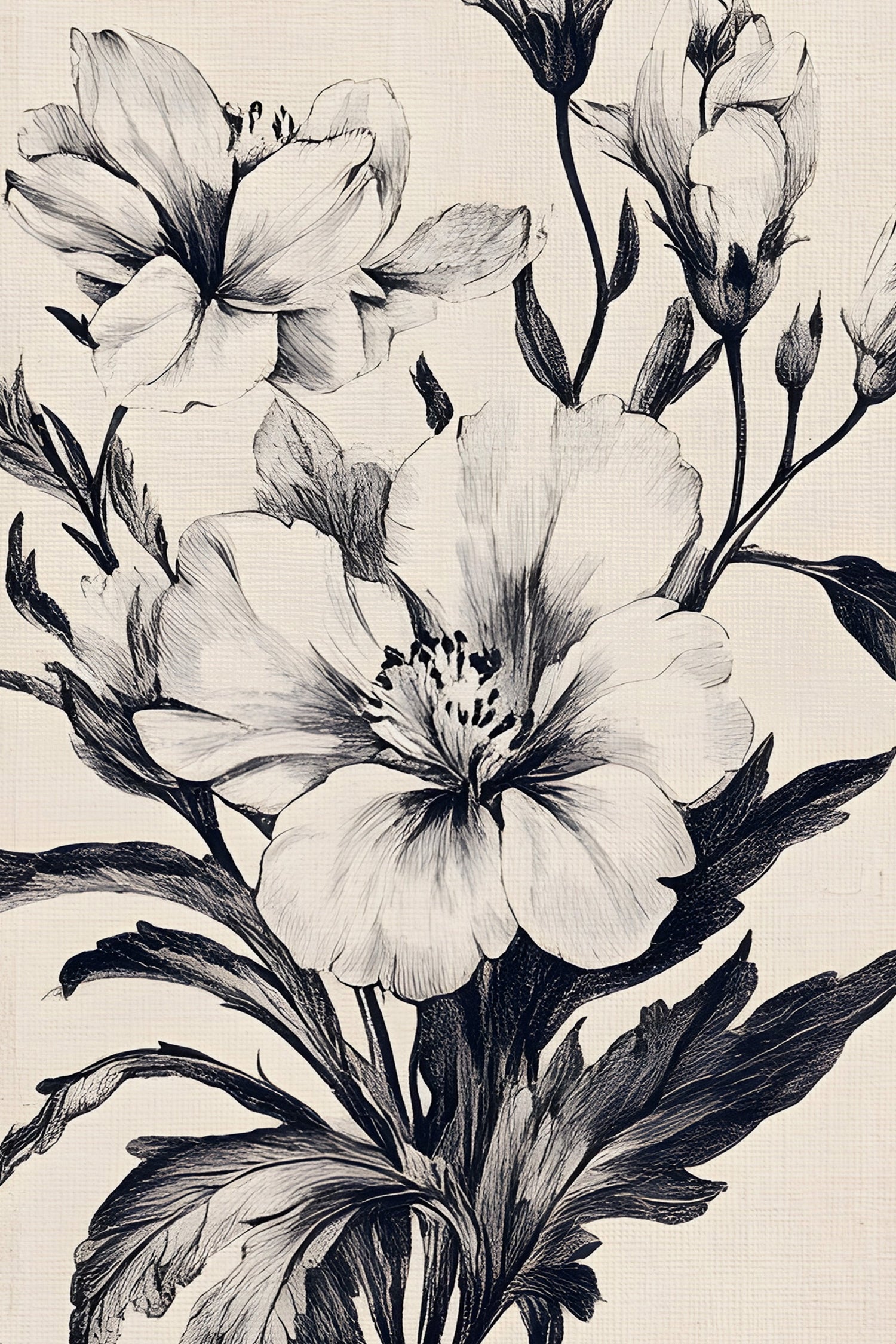 MÉMOIRE FLORALE, Oeuvre sur toile rigide, encadré Vintage Argent