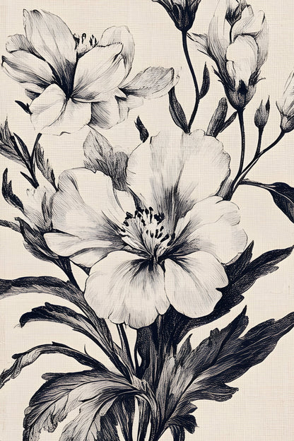 MÉMOIRE FLORALE, Oeuvre sur toile rigide, encadré Vintage Argent