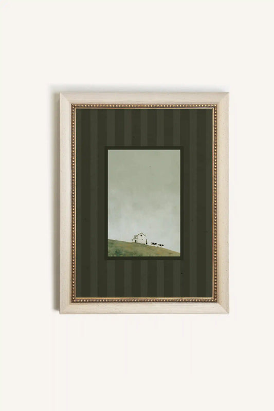 CLOUDWASHED FIELDS, Oeuvre sur toile rigide, encadré Vintage Blanc
