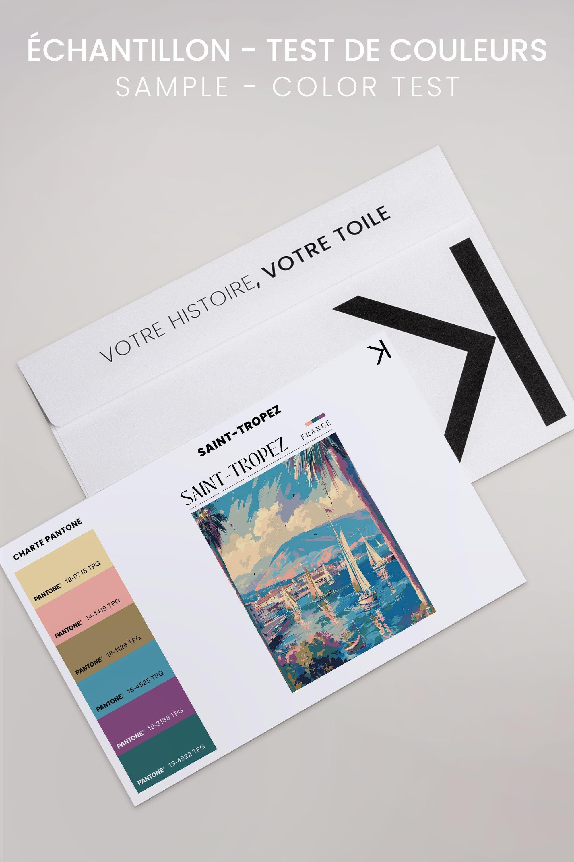 OLEKA CANVAS - Saint-Tropez, Oeuvre sur toile étirée, encadré Brun Noyer