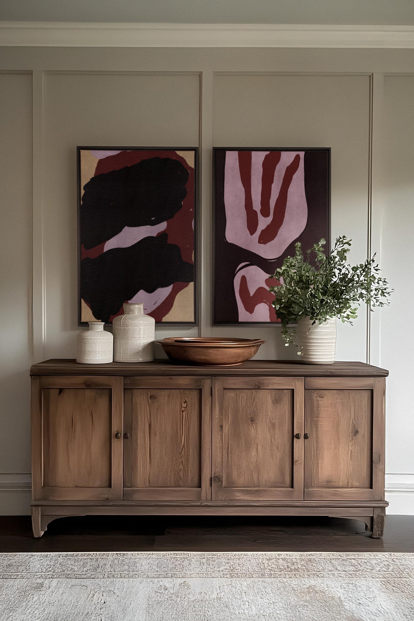 VELVET GLOW DUO, 2 Oeuvres sur toile étirée, encadré Blanc